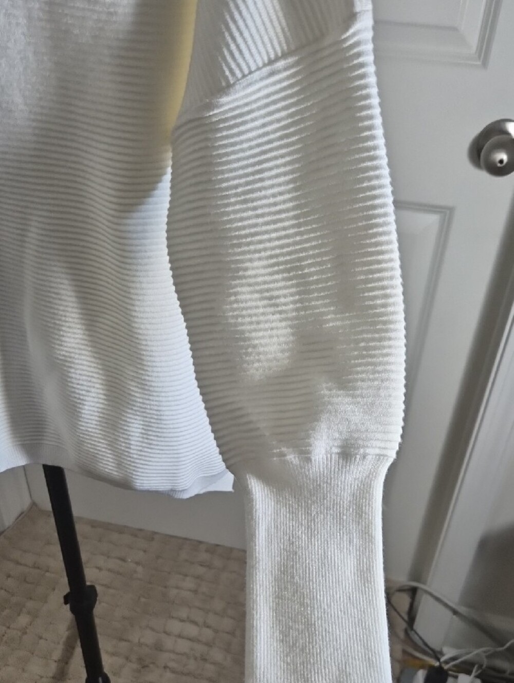 Anrabess Classic Cream Ribbed Half-Zip Turtleneck Sweater - Picture 5 of 7